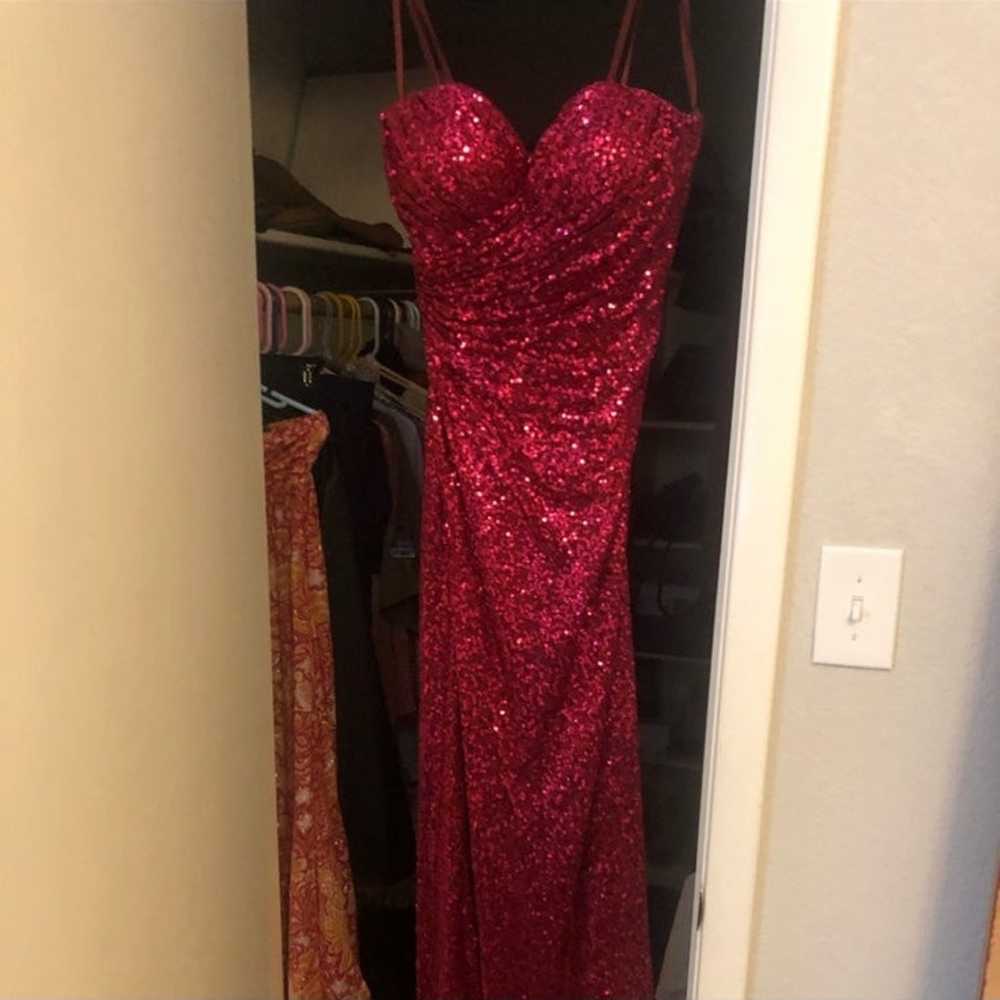 Red sequin evening gown/prom dress - image 1