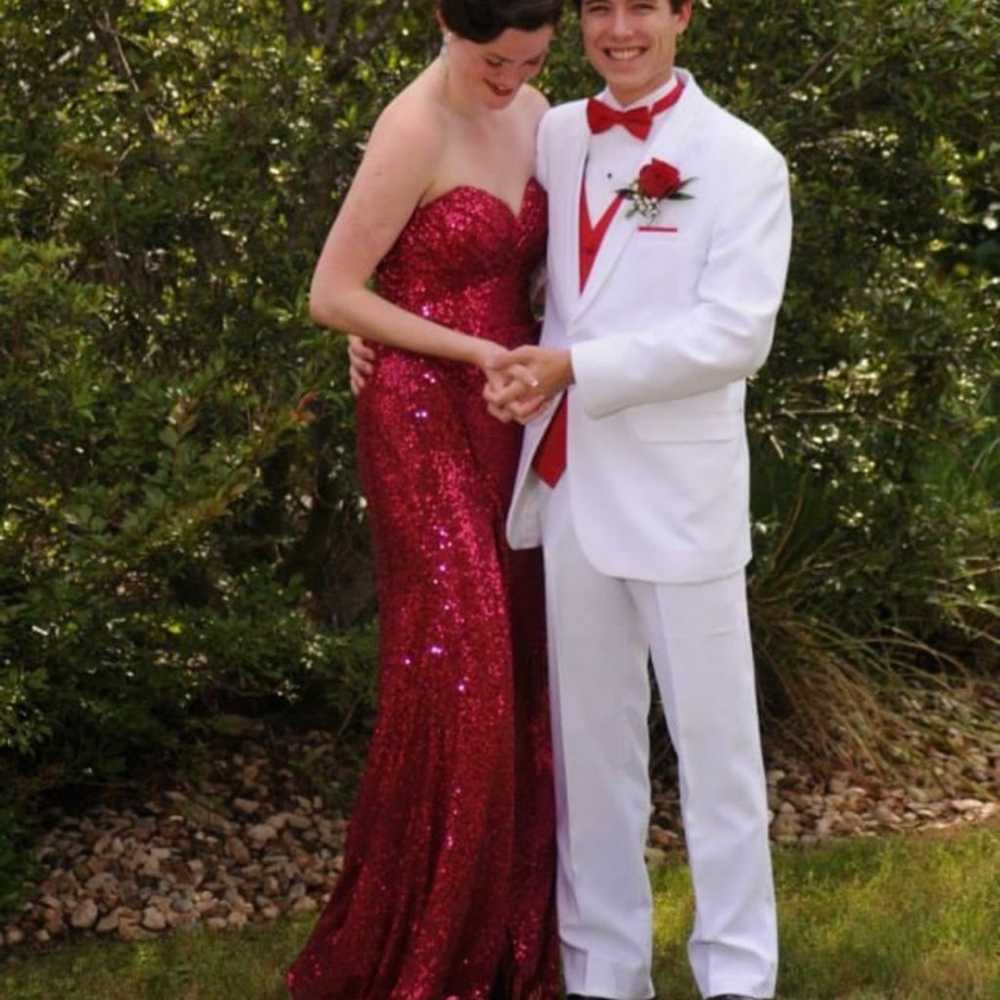 Red sequin evening gown/prom dress - image 5