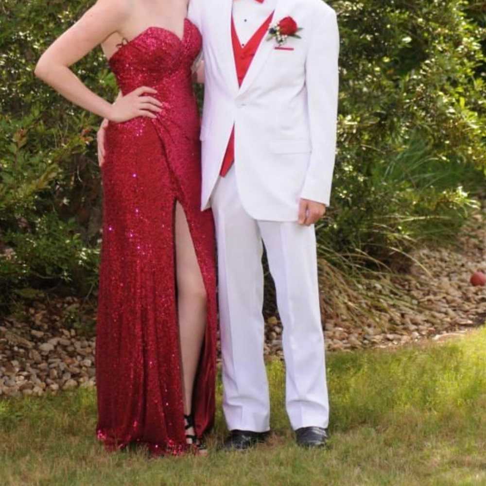 Red sequin evening gown/prom dress - image 7