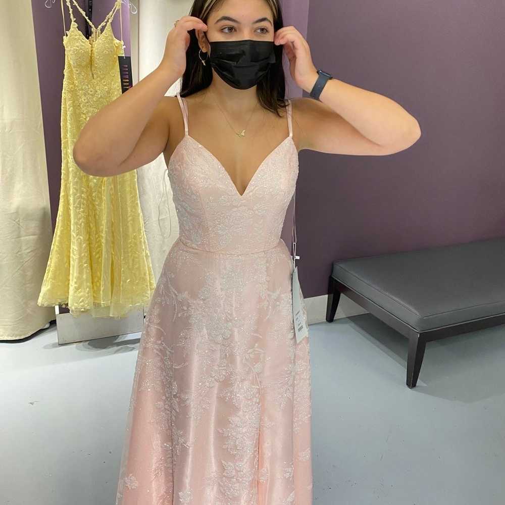 pink corset top prom dress - image 2