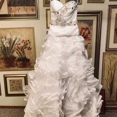white bling strapless frilly ball gown wedding dr… - image 1