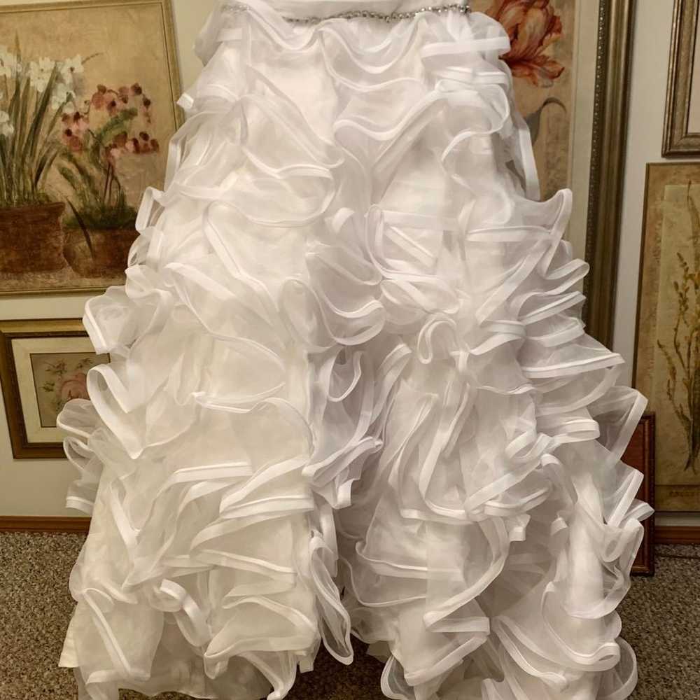white bling strapless frilly ball gown wedding dr… - image 3