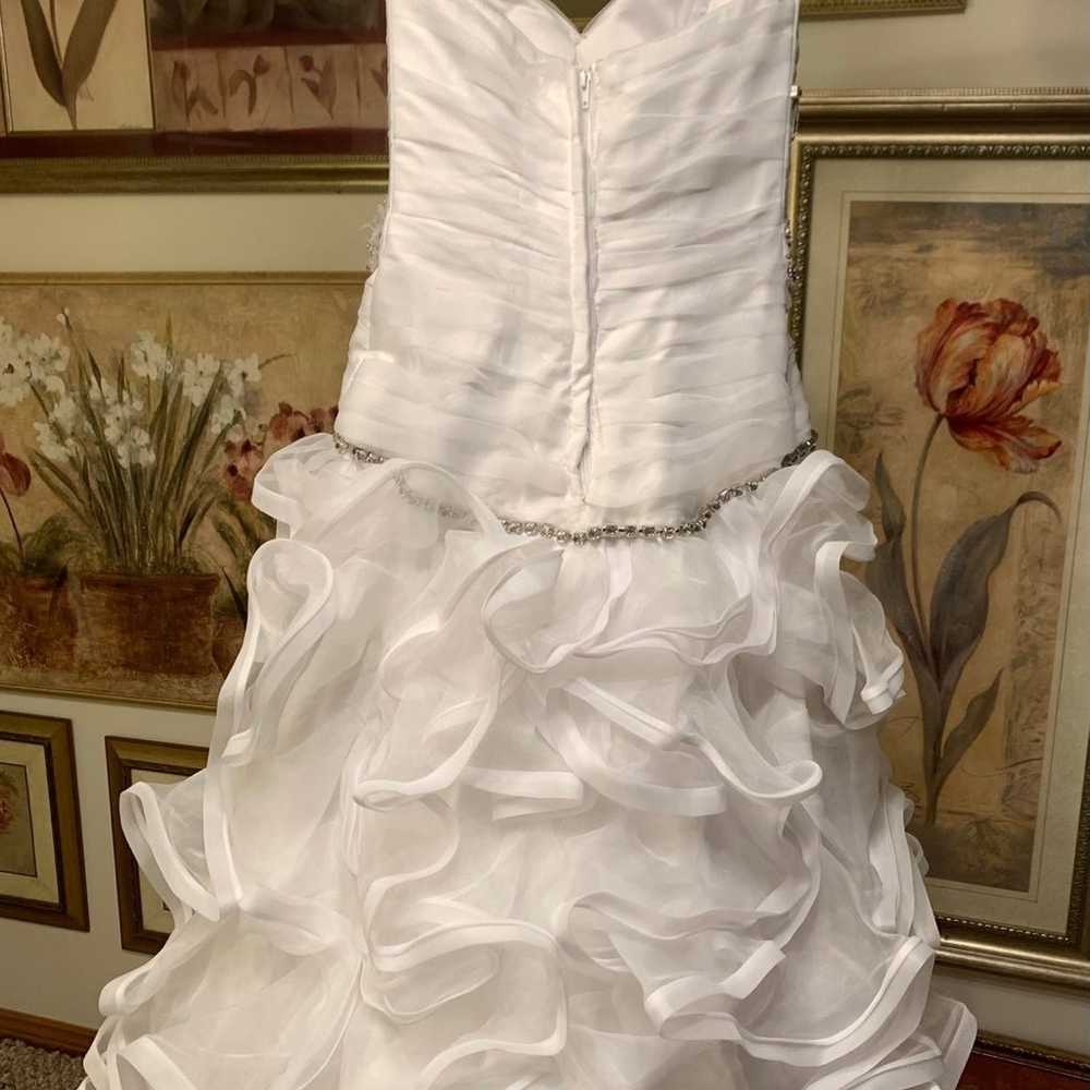 white bling strapless frilly ball gown wedding dr… - image 5