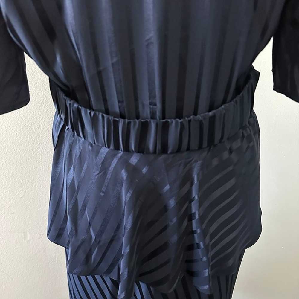 A.L.C. Navy Blue Tonal Stripe AVI 100% Silk Asymm… - image 11
