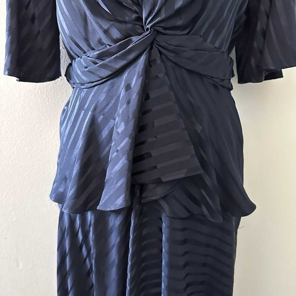 A.L.C. Navy Blue Tonal Stripe AVI 100% Silk Asymm… - image 6