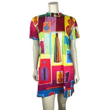 Todd Oldham Maker Shop T-Shirt Dress S Printed Ar… - image 1