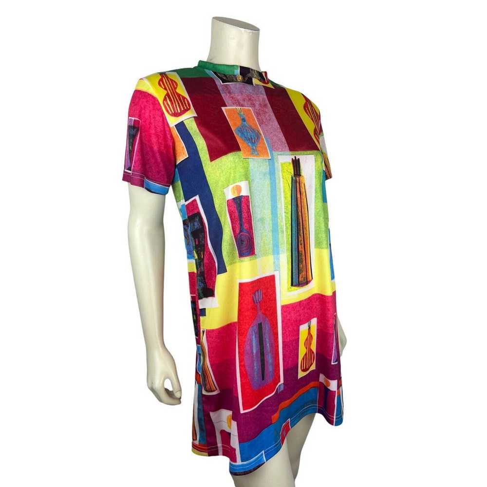 Todd Oldham Maker Shop T-Shirt Dress S Printed Ar… - image 2
