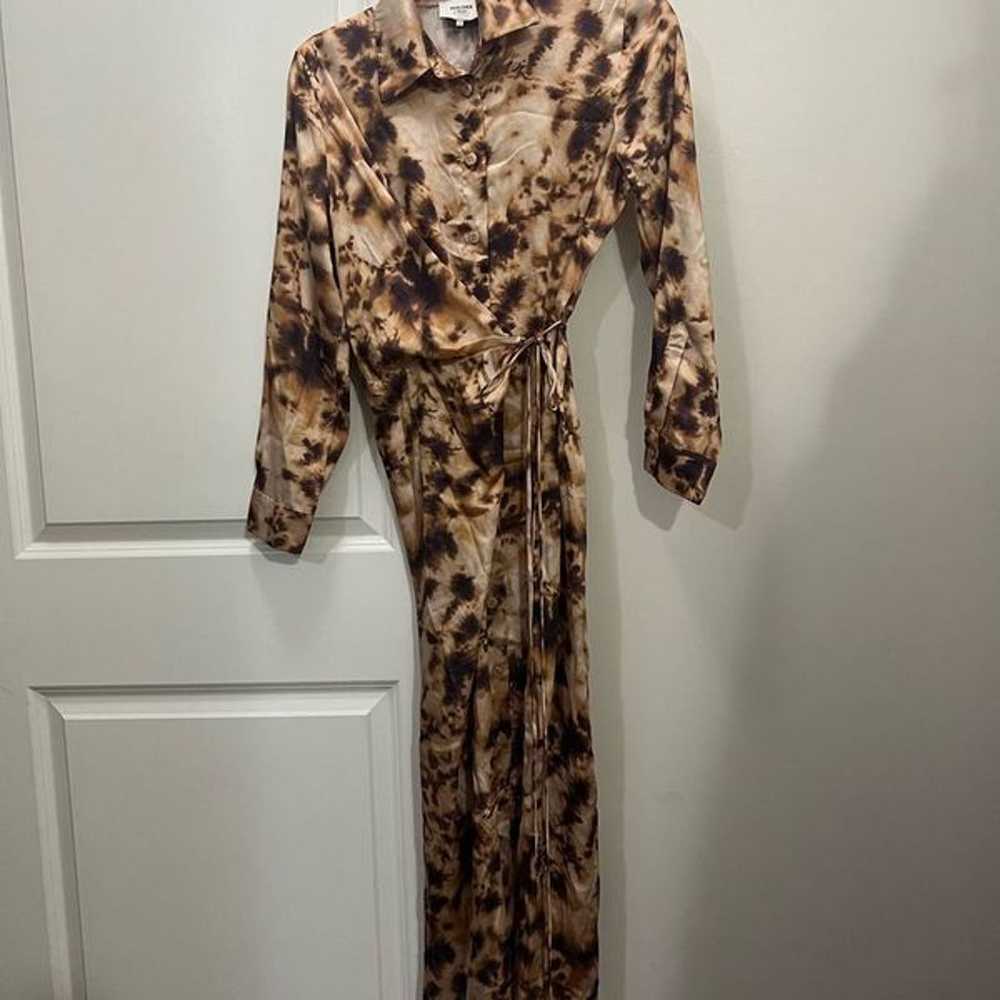 Nanushka Brown Tie Dye Bisso Dress Size Small $550 - image 2