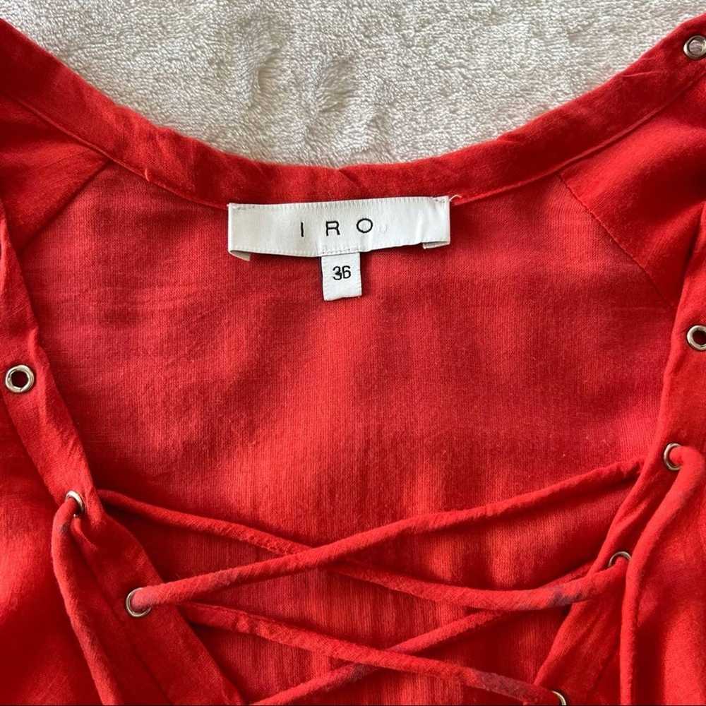 IRO Florine Poppy Red Tie Up Front Raw Hem Mini D… - image 3