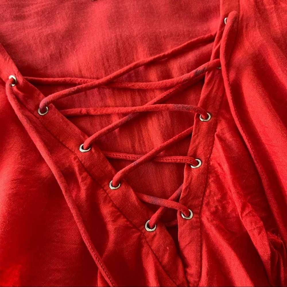 IRO Florine Poppy Red Tie Up Front Raw Hem Mini D… - image 8