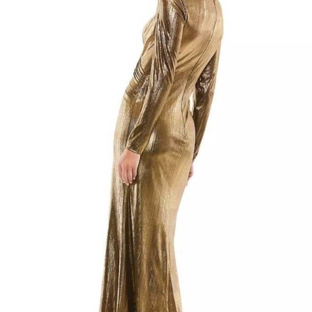 Mac Duggal metallic ruched bronze gold gown - image 2
