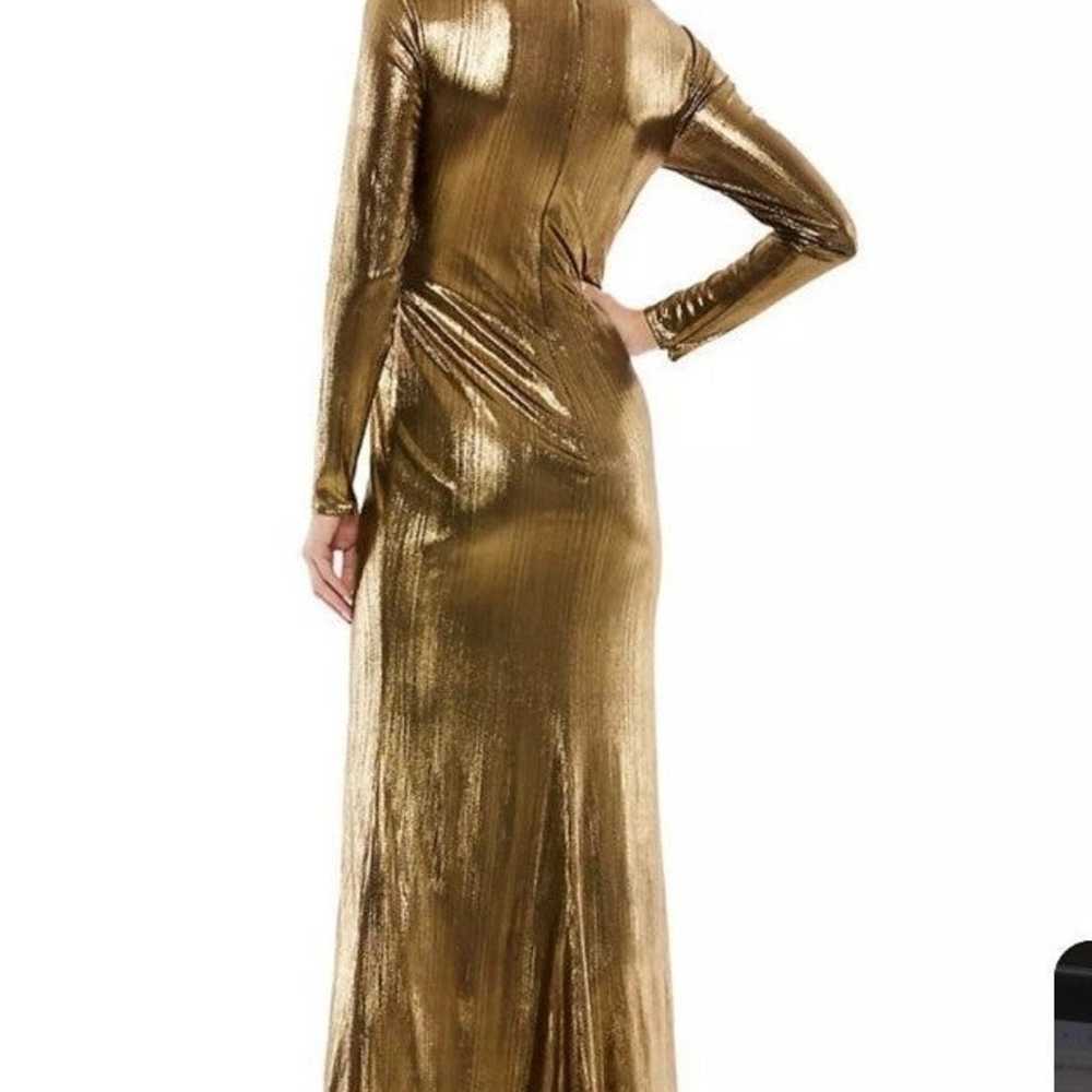 Mac Duggal metallic ruched bronze gold gown - image 3