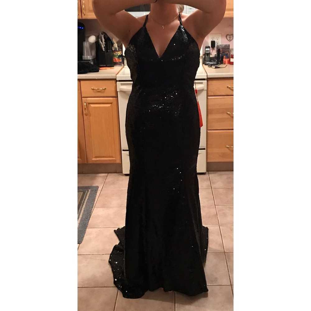 Black Sequin Prom Dress - image 3