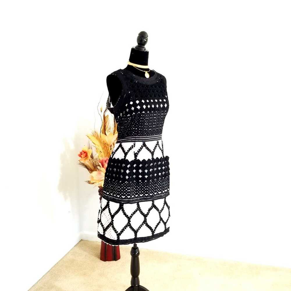 anthropology black and white lace dress - image 2