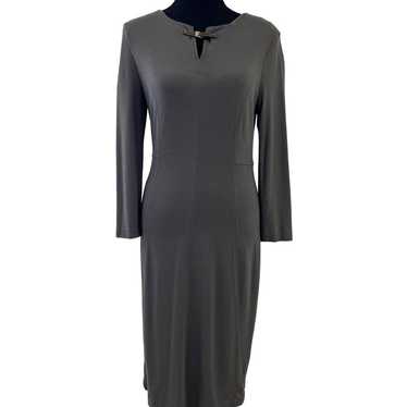 Perserico Grey Brown Buckle Long Sleeve Dress 8 - image 1
