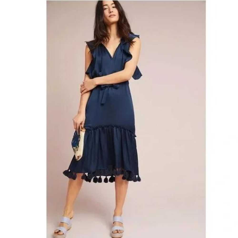 MISA Blue Lenora Tasseled Midi Dress - image 2