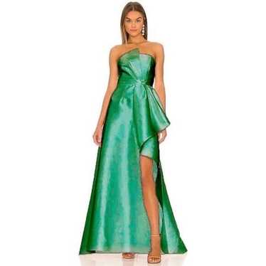 Elliatt Evening Gown Green Protea Strapless Asymm… - image 1