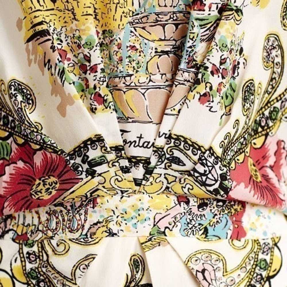 EUC $228 Anthropologie SCENIC SILK DRESS floral C… - image 2