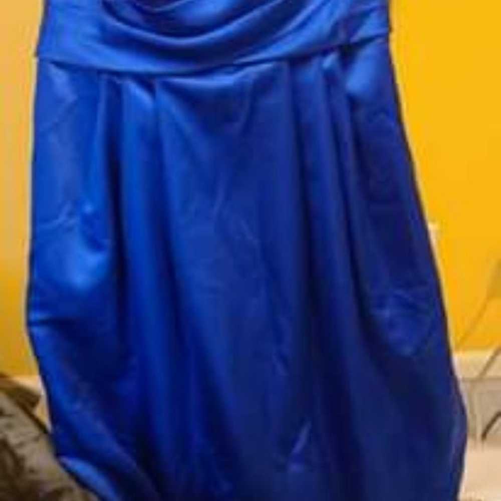 Size 12 Blue chiffon strapless dress - image 1