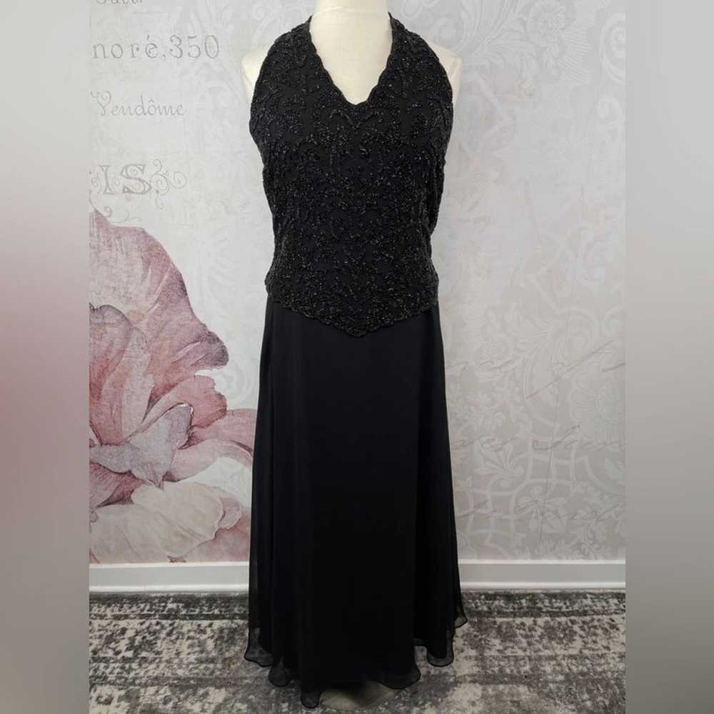 JKara Black Beaded Gown Size 16 - image 1