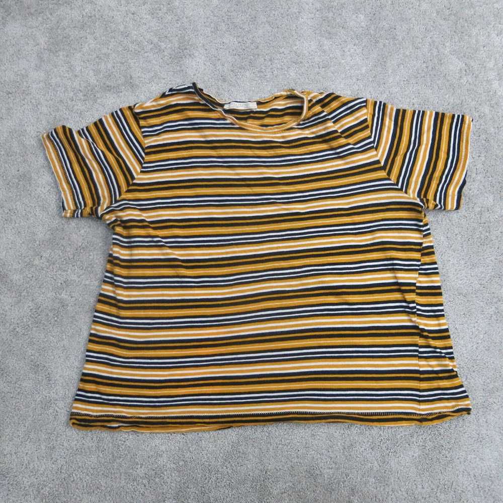 Zara Shirt Womens Medium Yellow Striped Trafaluc … - image 1