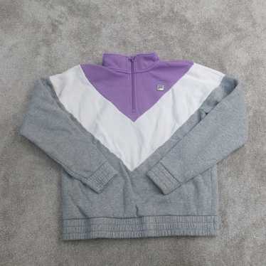 Fila Sweatshirt Womens Medium Gray White 1/4 Zip … - image 1