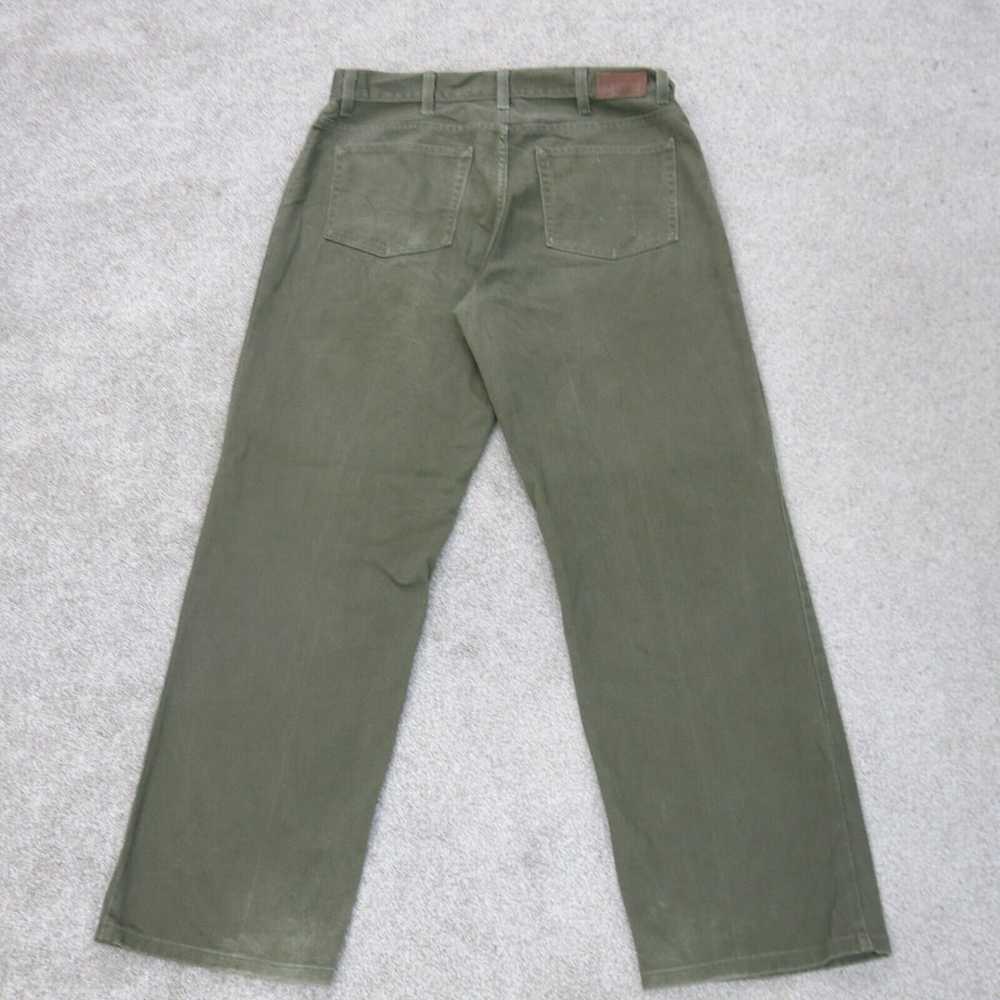 L L Bean Jeans Mens 34X30 Green Straight Leg Deni… - image 2