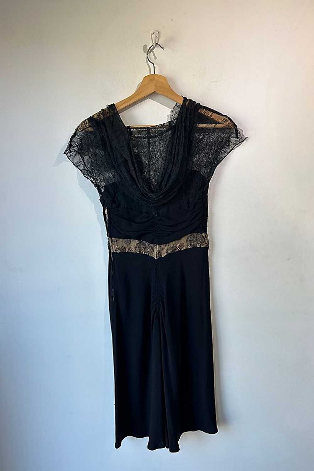 Vintage 1940s Black Dress with Lace Hood Selected… - image 1