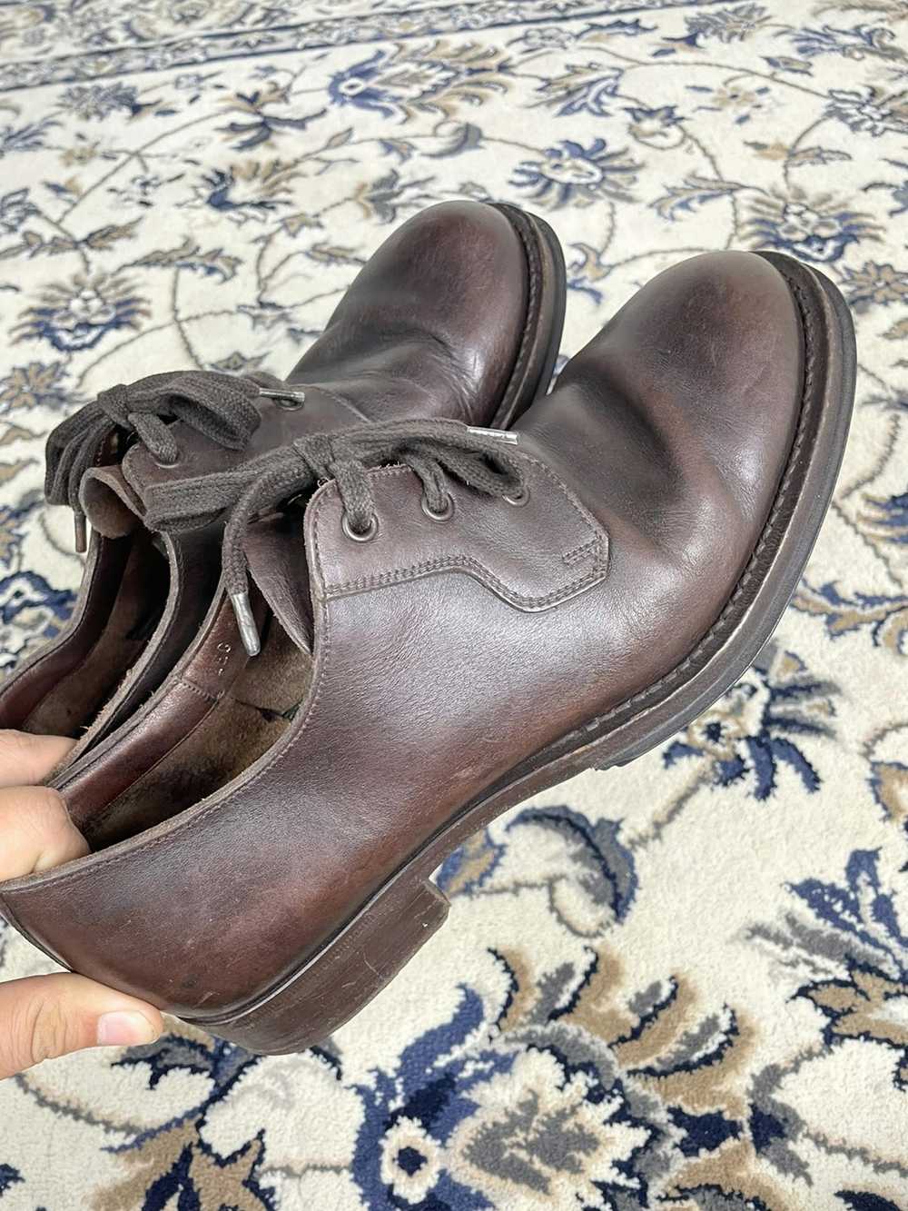 Miu Miu × Prada Prada Brown Leather Derby Shoes - image 1