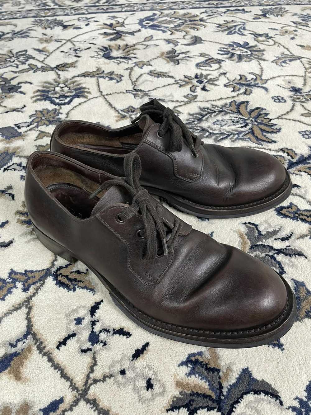 Miu Miu × Prada Prada Brown Leather Derby Shoes - image 2