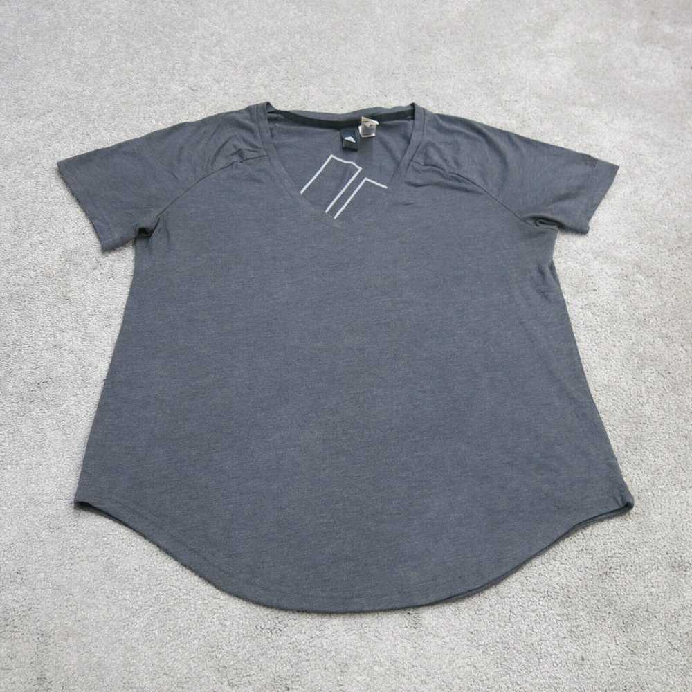 Adidas Shirt Womens Large Gray Short Sleeve V Nec… - image 1