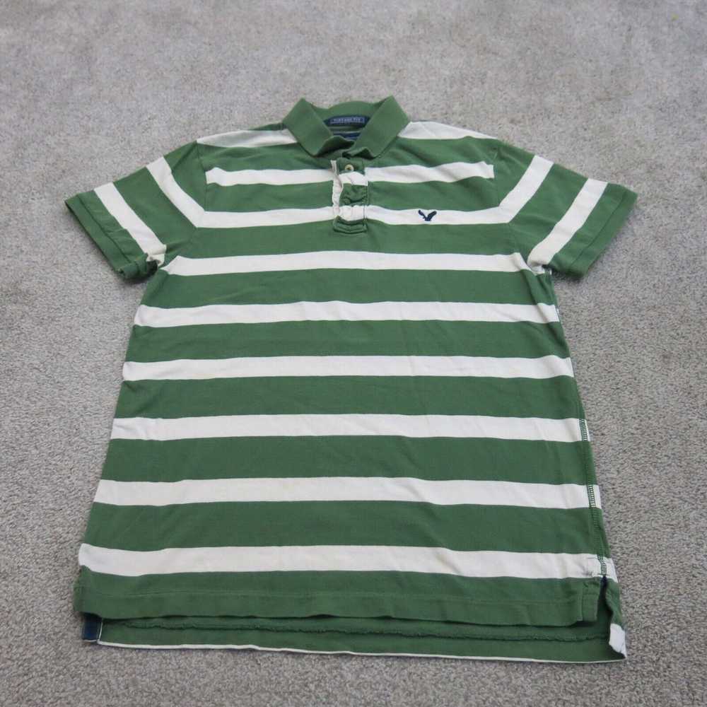 American Eagle Polo Shirt Mens M Green White Vint… - image 1