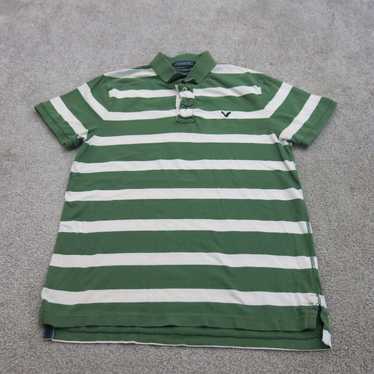 American Eagle Polo Shirt Mens M Green White Vint… - image 1