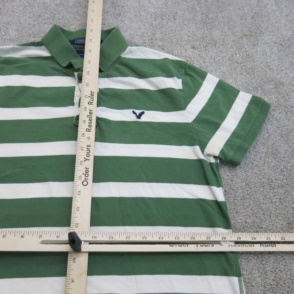 American Eagle Polo Shirt Mens M Green White Vint… - image 3