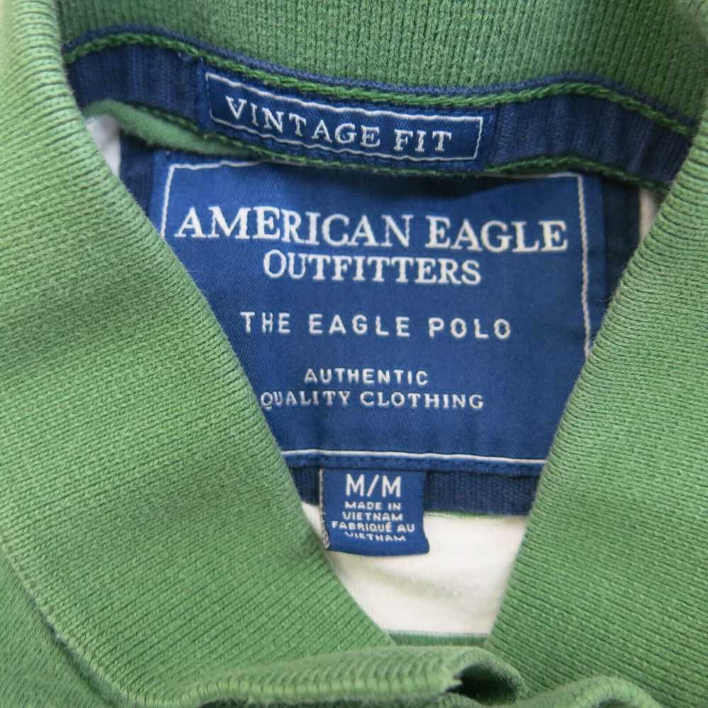 American Eagle Polo Shirt Mens M Green White Vint… - image 5