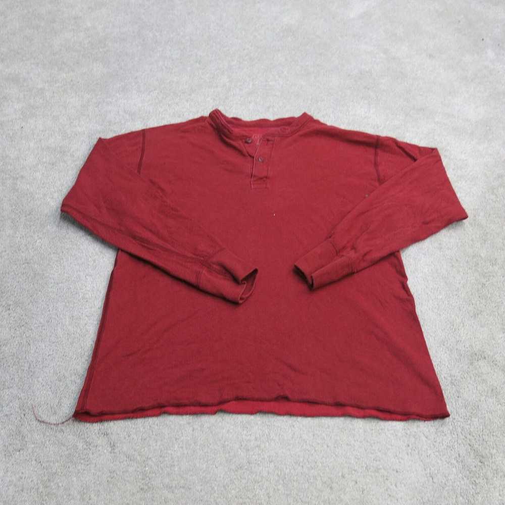 L L Bean Shirt Mens Large Red Henley Neck Long Sl… - image 1