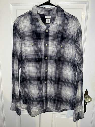 Gap White and Purple Flannel Shirt
