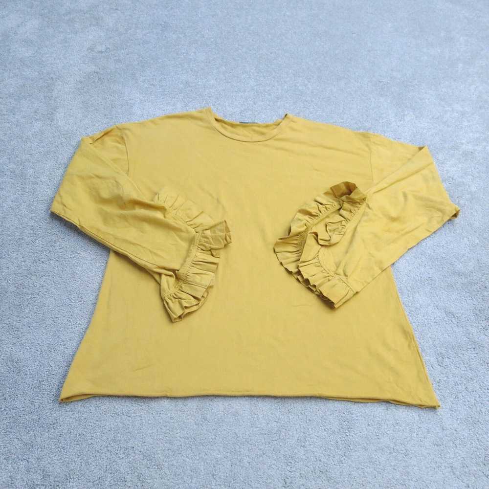 Zara Blouse Top Women Small Mustard Yellow Long S… - image 1