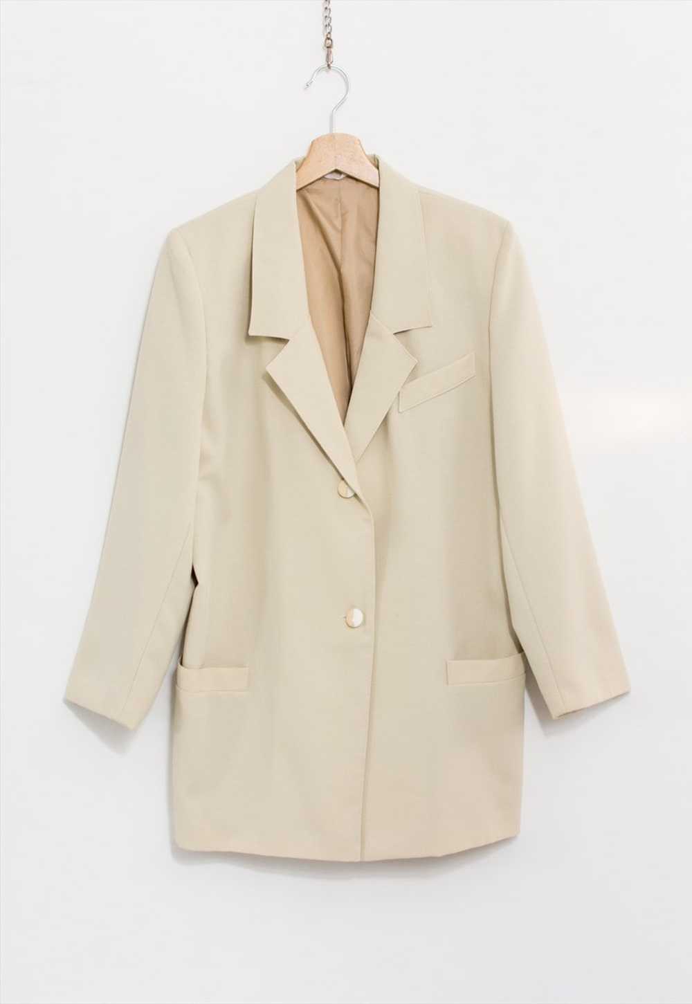 Vintage 90's minimalist blazer in cream formal ja… - image 5