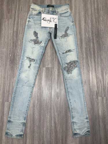 Amiri Blue Sequin Zebra Jeans