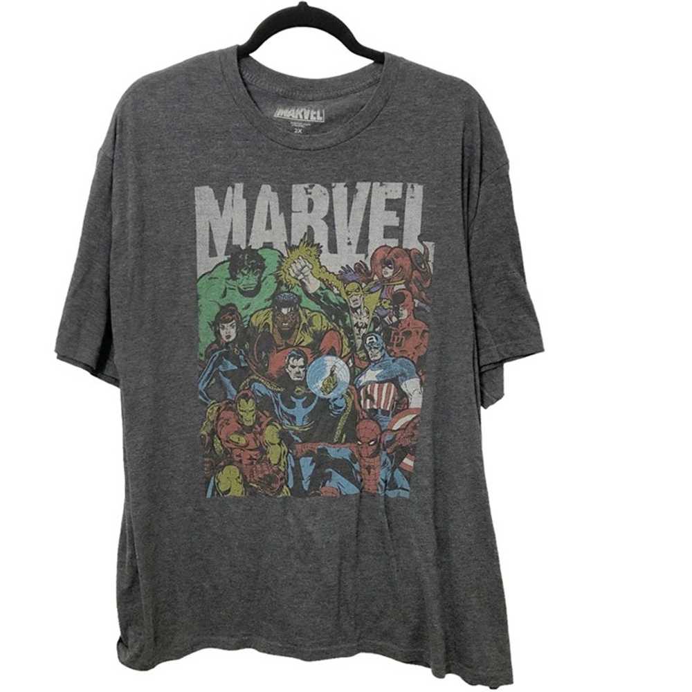 Marvel Gray Front Print Crewneck Short Sleeve T-s… - image 1