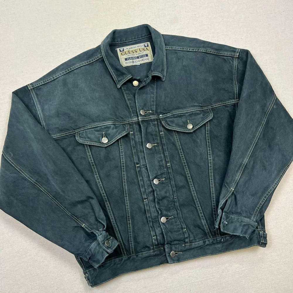 Guess Vintage 90's Guess dark-wash denim jean jac… - image 2