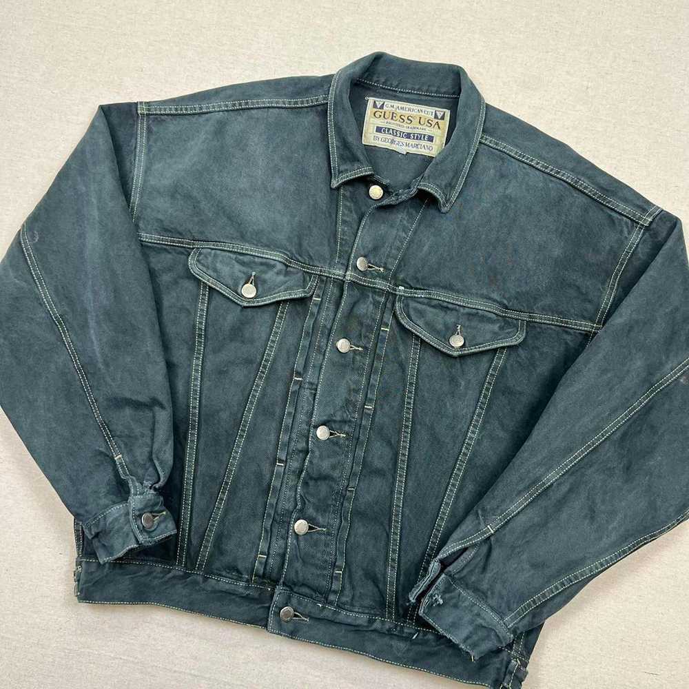 Guess Vintage 90's Guess dark-wash denim jean jac… - image 3