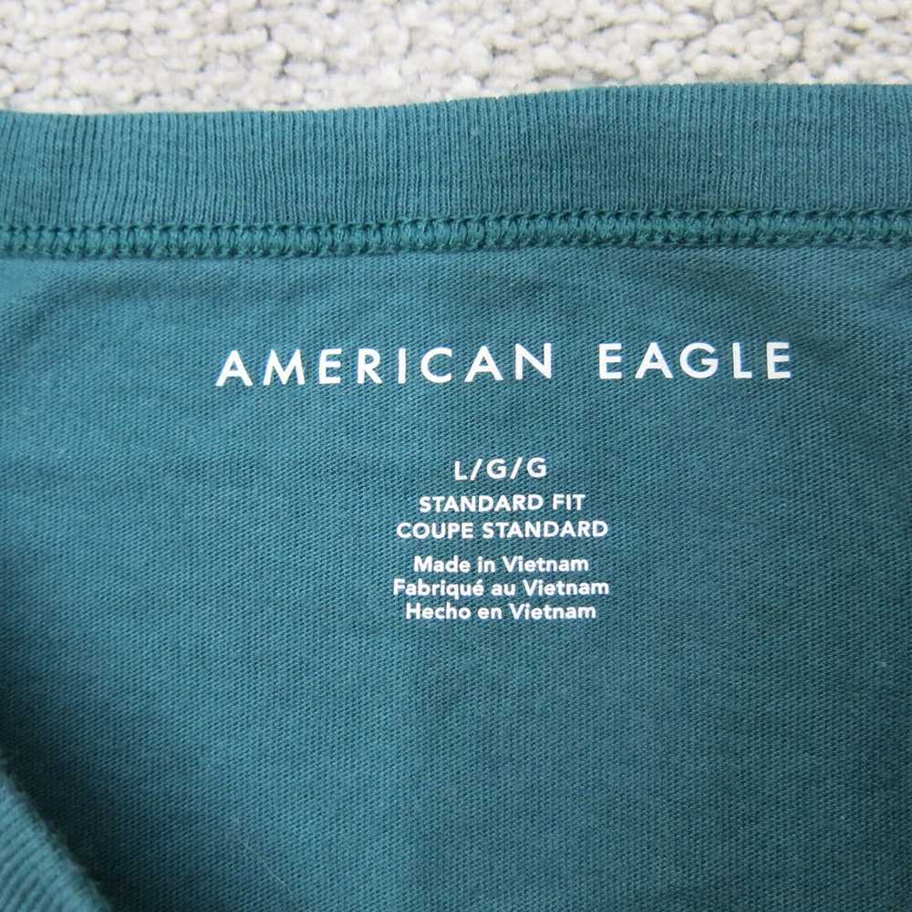 American Eagle Shirt Men Large Teal Green Crew Ne… - image 6