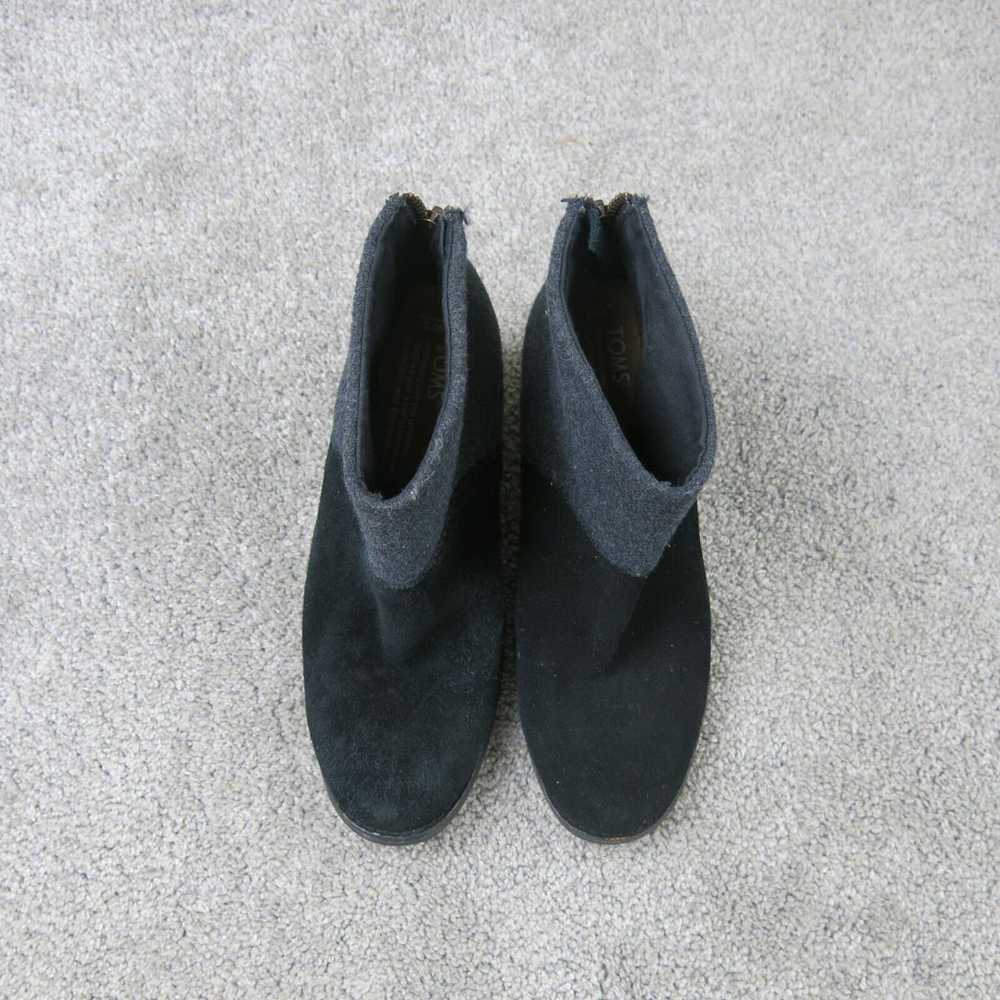 Toms Womens Leila Boots Suede Black Felt Wool Zip… - image 4