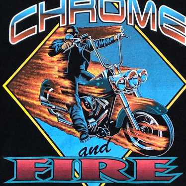 Vintage 90’s Chrome And Fire Biker Attitude Deman… - image 1