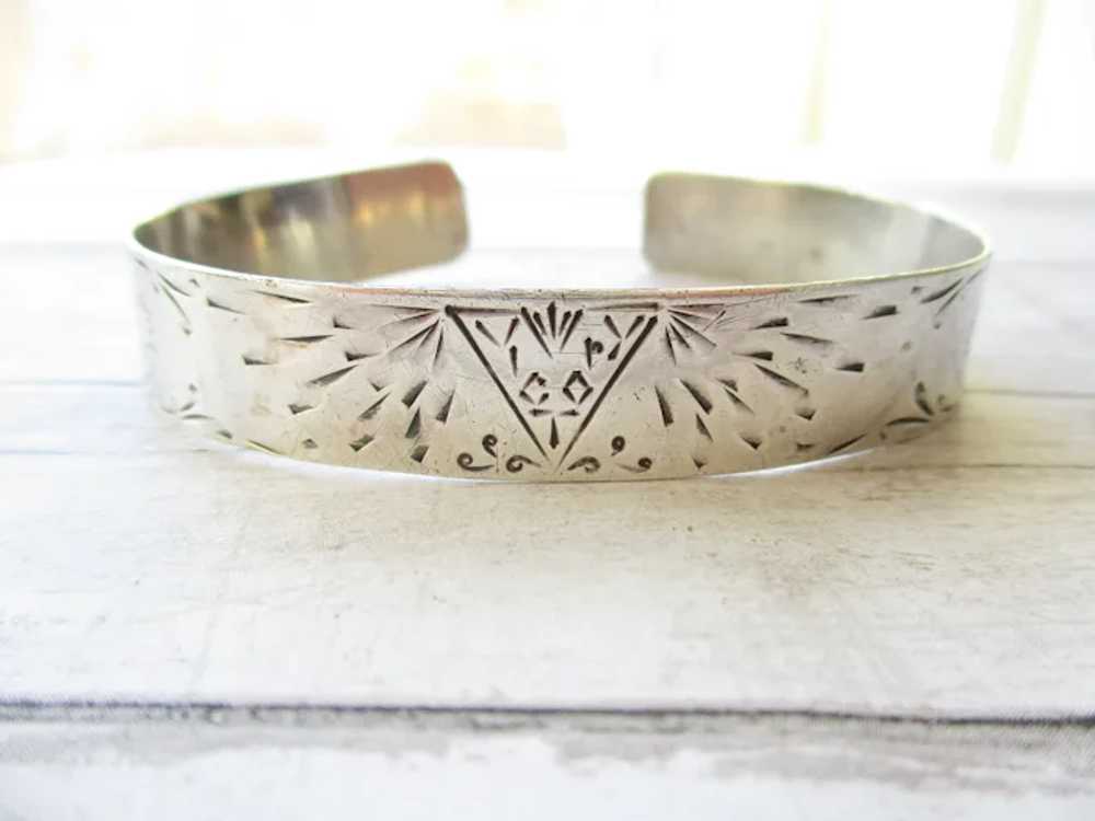 WWII Sterling Victory Sweetheart Cuff Bracelet - image 10