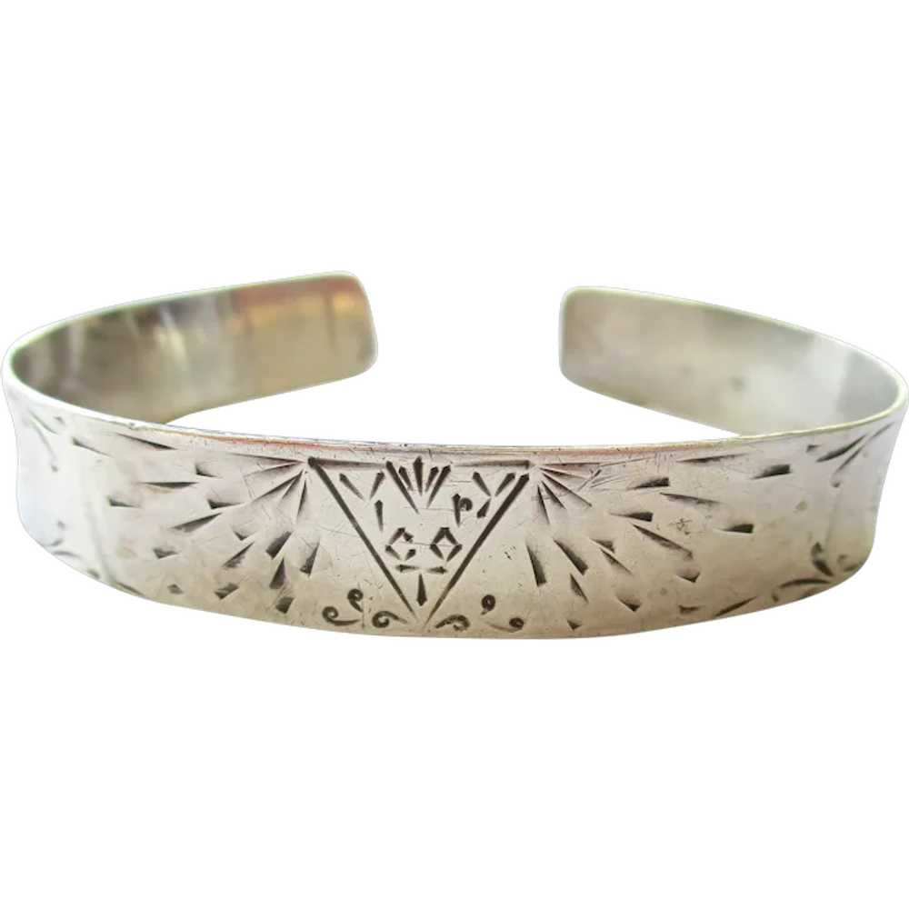 WWII Sterling Victory Sweetheart Cuff Bracelet - image 1