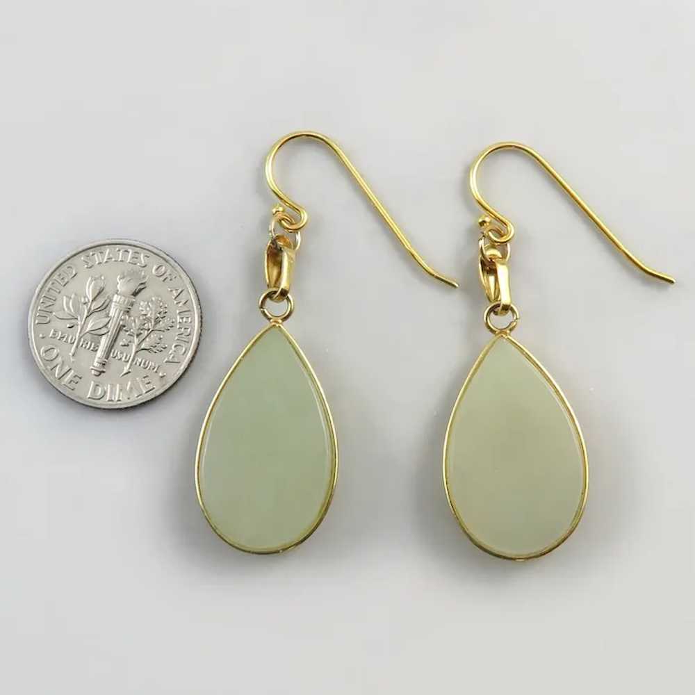 Chinese Jade Crane and Stag Pendant Earrings Ster… - image 5