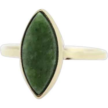 10k Green Agate Marquise Jade Jadeite ring. 10k Be